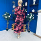 Cheryl Smocked Midi Dress Marble Wine