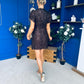 Ami Tulip Sleeve High Neck Mini Dress 3D Floral & Sequin Coco