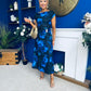 Lexie Gold Buckle Detail Midi Dress Black Floral Blue