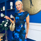 Lexie Gold Buckle Detail Midi Dress Black Floral Blue
