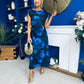 Lexie Gold Buckle Detail Midi Dress Black Floral Blue