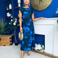 Lexie Gold Buckle Detail Midi Dress Black Floral Blue