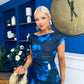 Lexie Gold Buckle Detail Midi Dress Black Floral Blue