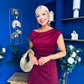 Gillian Gold Buckle Detail Midi Dress Wine