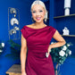 Gillian Gold Buckle Detail Midi Dress Wine