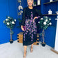 Bernice Full Sleeve Midi Dress Black Floral Purple