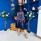 Bernice Full Sleeve Midi Dress Black Floral Purple