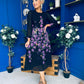 Bernice Full Sleeve Midi Dress Black Floral Purple