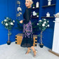 Bernice Full Sleeve Midi Dress Black Floral Purple