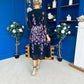 Bernice Full Sleeve Midi Dress Black Floral Purple