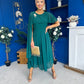 Caoimhe Cape Detail Midi Dress Forest