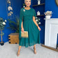 Caoimhe Cape Detail Midi Dress Forest