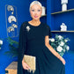 Caoimhe Cape Detail Midi Dress Black