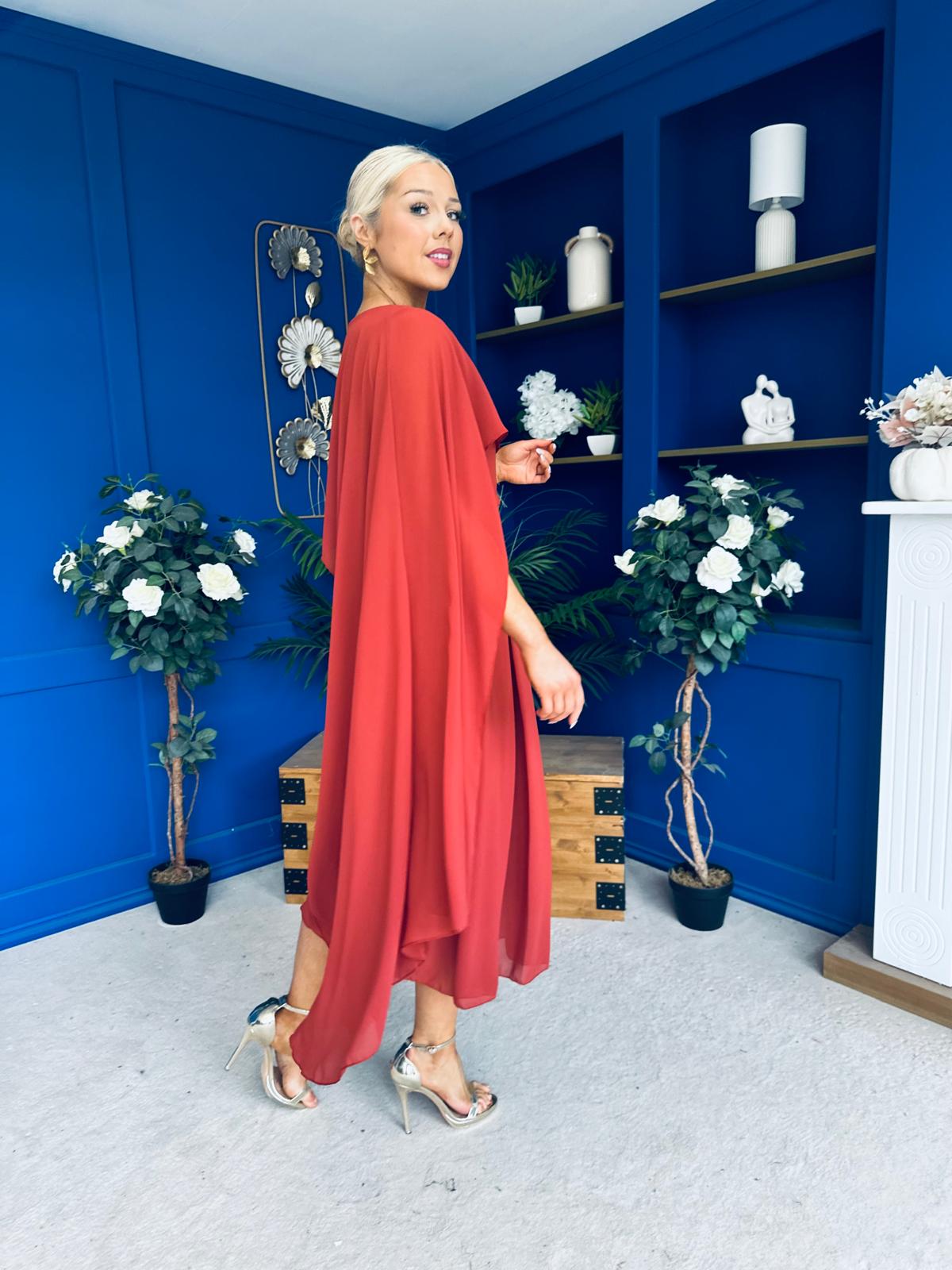 Caoimhe Cape Detail Midi Dress Autumn
