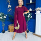 Caoimhe Cape Detail Midi Dress Wine
