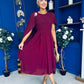 Caoimhe Cape Detail Midi Dress Wine