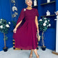 Caoimhe Cape Detail Midi Dress Wine