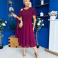 Caoimhe Cape Detail Midi Dress Wine