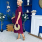 Caoimhe Cape Detail Midi Dress Wine