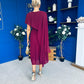 Caoimhe Cape Detail Midi Dress Wine