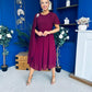 Caoimhe Cape Detail Midi Dress Wine