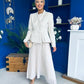 Diana Embellished Jacket & Pleated Skirt Set Cream