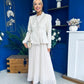 Diana Embellished Jacket & Pleated Skirt Set Cream