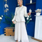 Diana Embellished Jacket & Pleated Skirt Set Cream