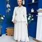 Diana Embellished Jacket & Pleated Skirt Set Cream