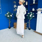Diana Embellished Jacket & Pleated Skirt Set Cream