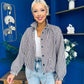 Nicole Button Detail Check Jacket Choc