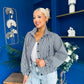 Nicole Button Detail Check Jacket Navy