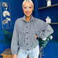 Nicole Button Detail Check Jacket Navy