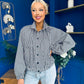 Nicole Button Detail Check Jacket Navy