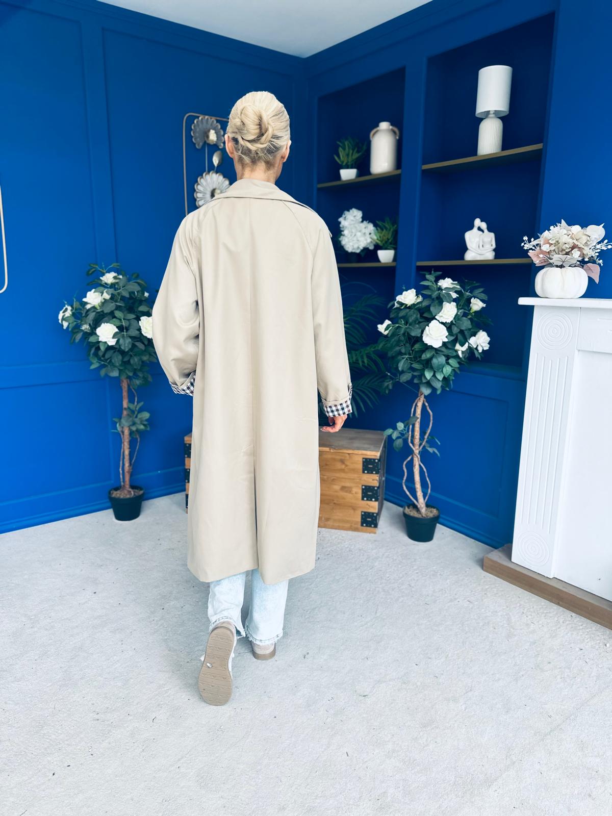 Juliette Button Detail Trench Coat Beige