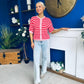 Helena Detailed Light Knit Cardi Red