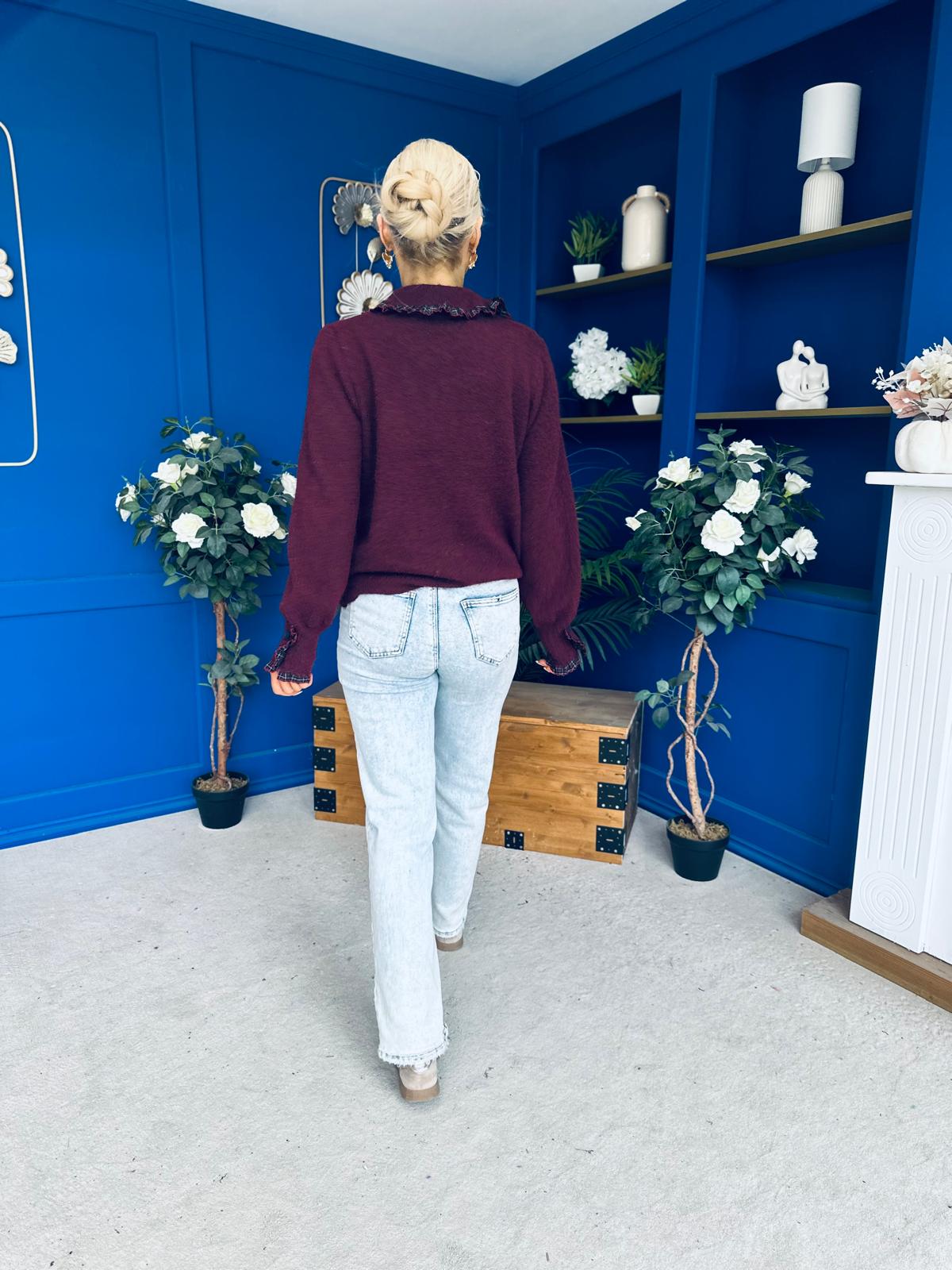 Darcy Detailed Knitted Cardi Burgundy