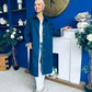 Juliette Button Detail Trench Coat Navy