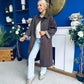 Juliette Button Detail Trench Coat Chocolate