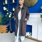 Juliette Button Detail Trench Coat Chocolate