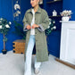 Juliette Button Detail Trench Coat Khaki