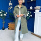 Juliette Button Detail Trench Coat Khaki