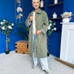 Juliette Button Detail Trench Coat Khaki