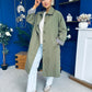 Juliette Button Detail Trench Coat Khaki