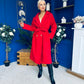 Claudia Detailed Trench Coat Red