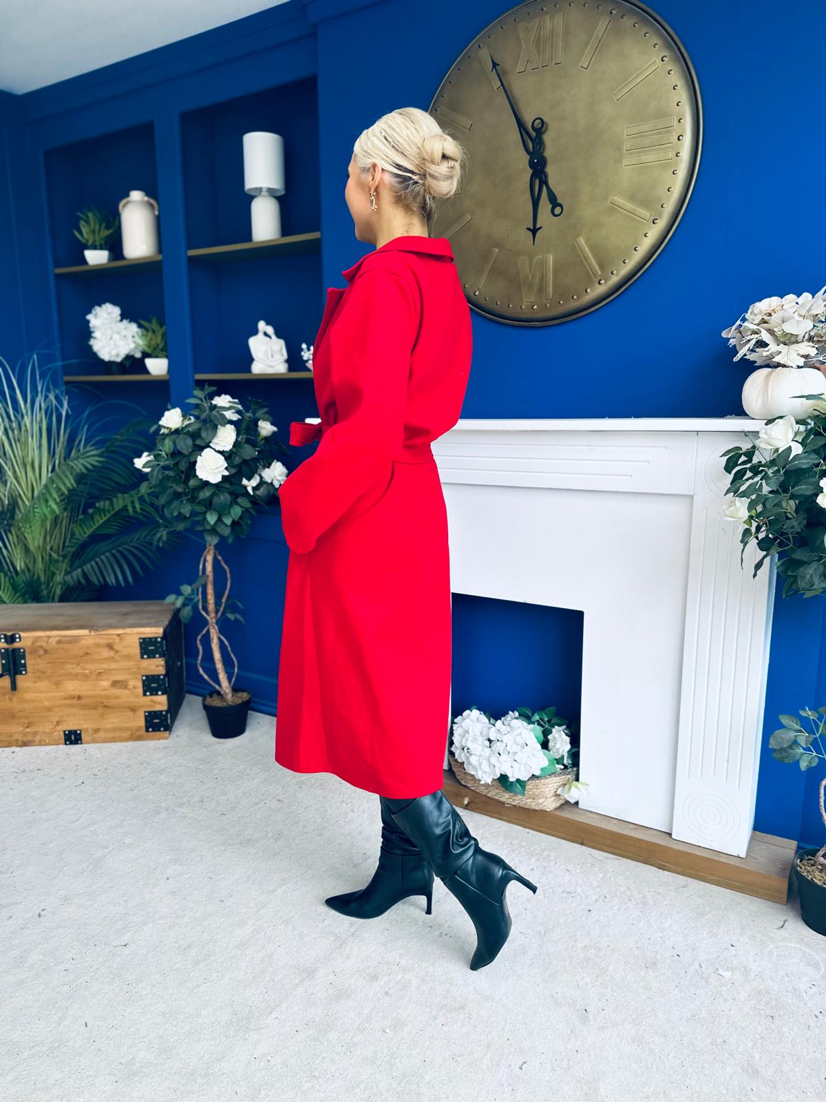 Claudia Detailed Trench Coat Red