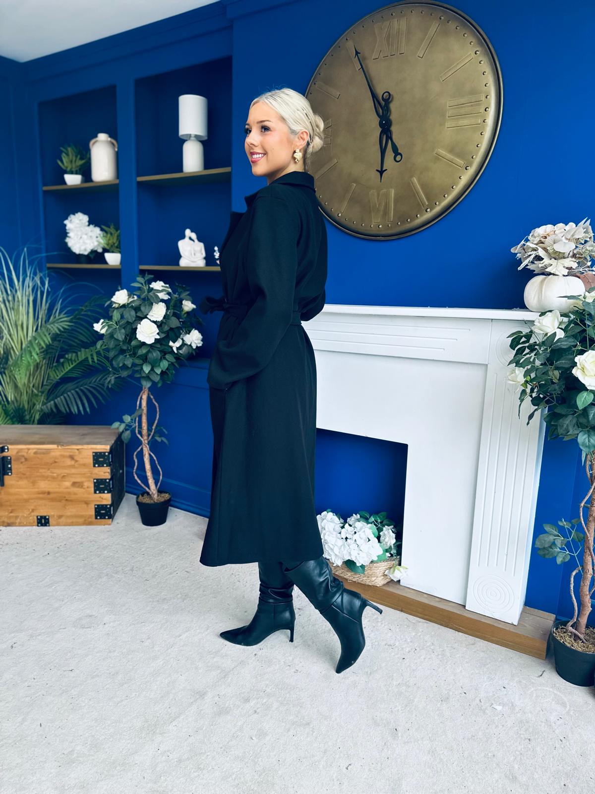 Claudia Detailed Trench Coat Black