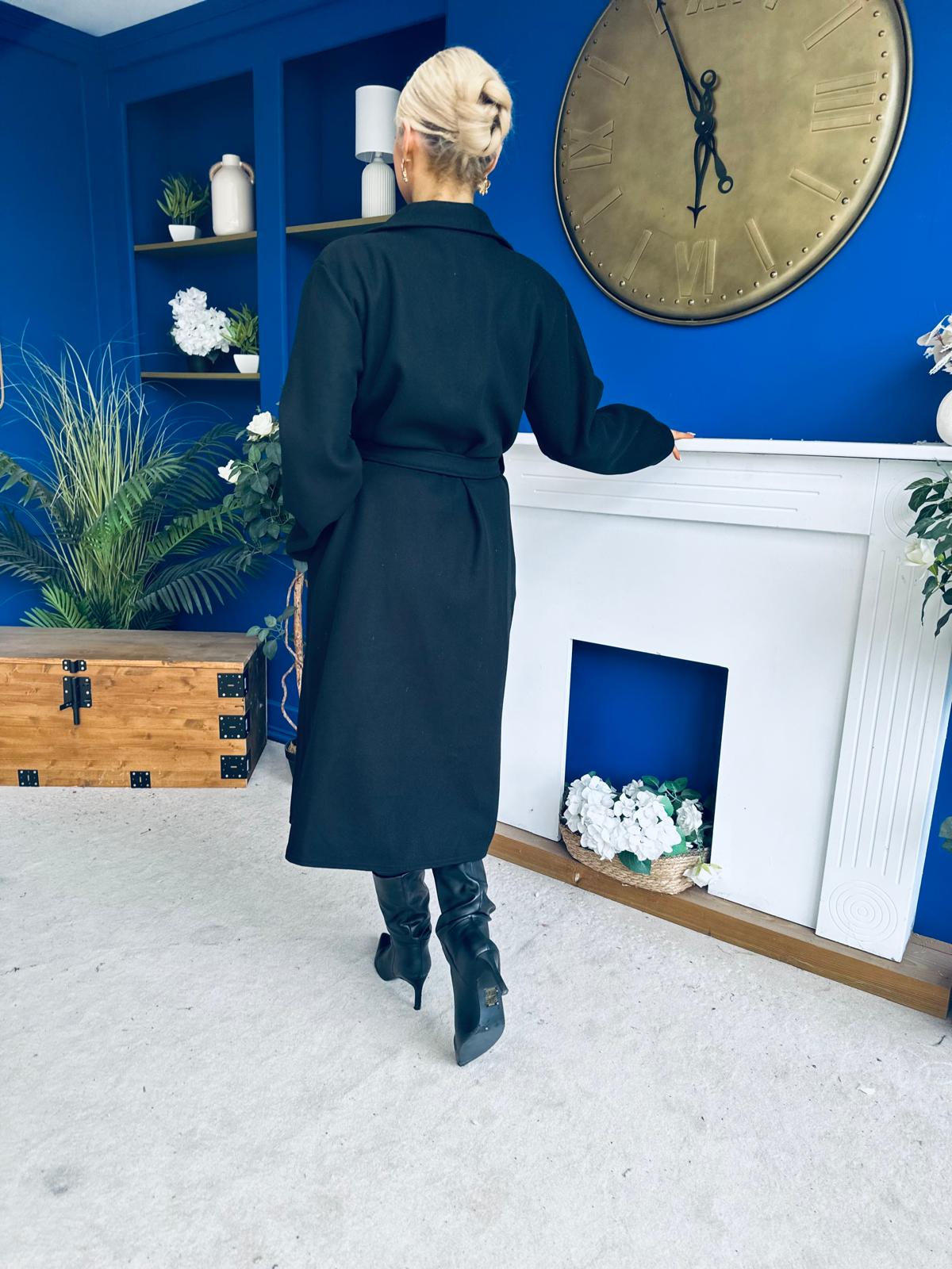 Claudia Detailed Trench Coat Black