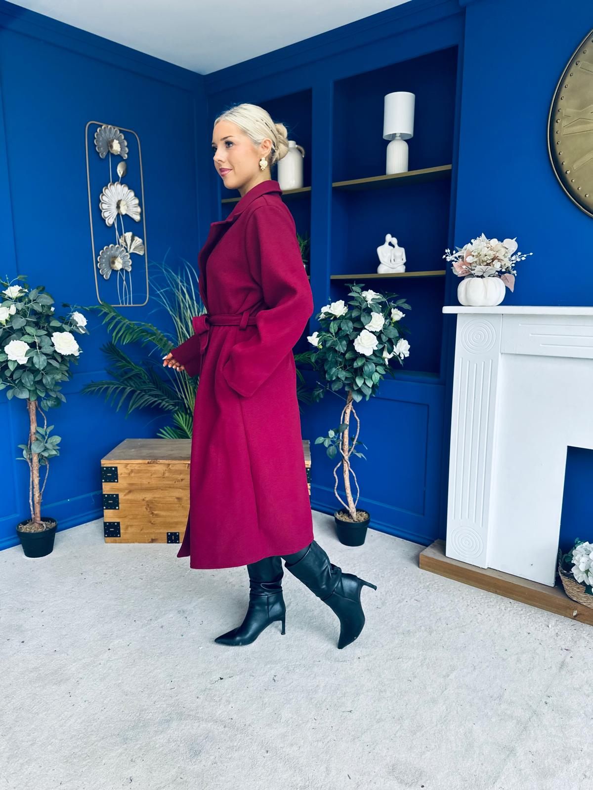 Claudia Detailed Trench Coat Wine