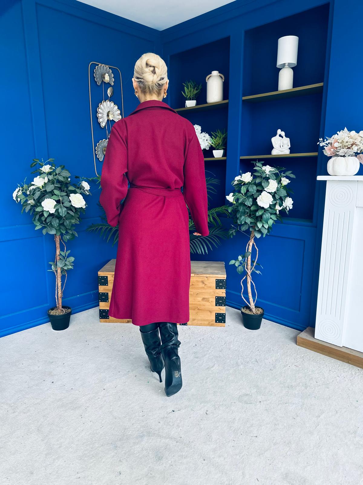 Claudia Detailed Trench Coat Wine